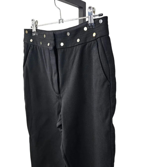 Sandro Paris Womens High Waisted Crop Straight Leg Pants Studded Waist  Size M - Picture 3 of 10